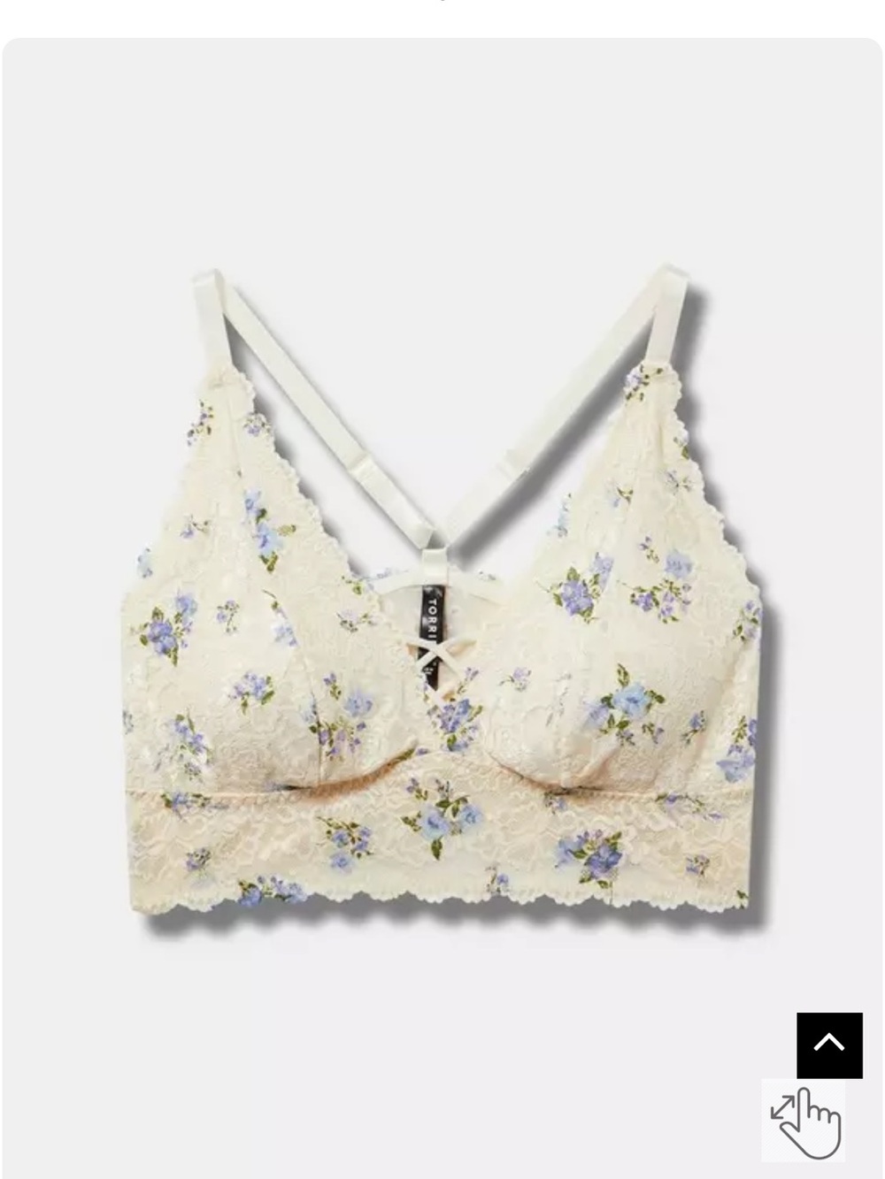 New! torrid sz 4 4X Lightly Lined XO Cream Lace Bralette with Blue Flowers